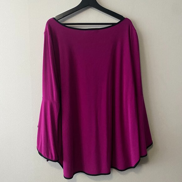 Mr. Max Fashions Dark Mauve Round Neck Tulip Bell Sleeve Blouse Top - Picture 2 of 10